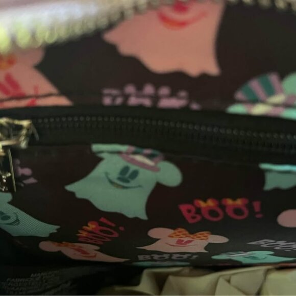 Loungefly Disney Ghost Minnie and Mickey Double Sided Crossbody Glow in the Dar - Picture 5 of 9